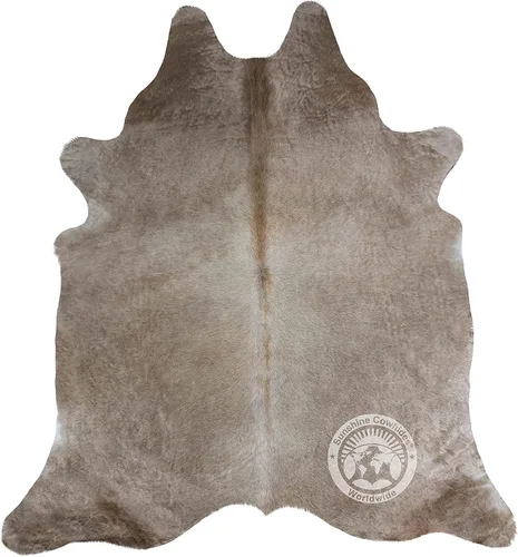 Vista 8 de Sunshine Cowhides Alfombra de piel de vaca 100% genuina, color gris topo, alfombra de piel de animal de estilo moderno y alfombra para sala