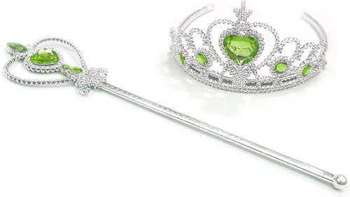 Vista 15 de Juego de tiara y varita de corona princesa Elsa - Joya de corazón de plata Azul