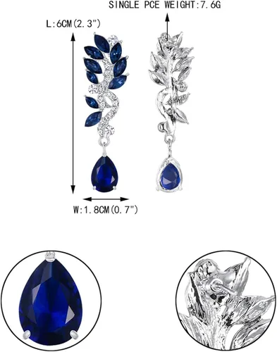 Vista 4 de EVER FAITH Aretes colgantes de lágrima de cristal austriaco para mujer, Cristal