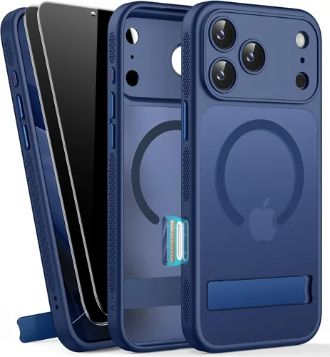 Vista 31 de BXYJY Funda magnética para iPhone Air con soporte, compatible con MagSafe, botón de control de cámara, protección completa de la lente, caída