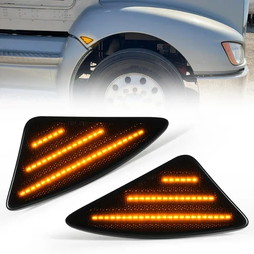 Vista 9 de Luces LED de posición laterales compatibles con Kenworth T660 T170 T270 T370 semirremolques 2008-2021, luces direccionales ahumadas, Plug & Play