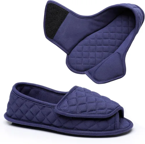 Vista 59 de Git-up -Pantuflas para mujer con diabetes/artritis/edema, cierre ajustable, espuma viscoelástica, punta abierta, extra ancha