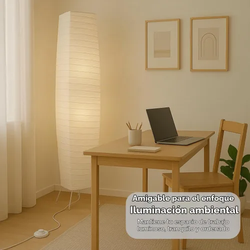 Vista 5 de LIGHTACCENTS Lámpara de pie de papel de arroz de 50" – Lámpara de pie japonesa moderna con base cromada, pantalla blanca, interruptor de pedal