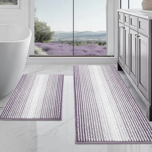 Vista 111 de BSICPRO Tapetes de baño de felpilla, 20 x 32 pulgadas, antideslizantes, absorbentes, suaves, peludos, para baño, lavables a máquina (salvia)