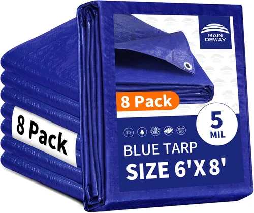 Vista 56 de RAINDEWAY Tarps - Lona impermeable de color azul de 4 x 16 pies de grosor, resistente a desgarros, multiusos, para techo, campamento, automóvil