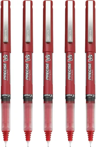 Vista 4 de Pilot Precise V5 - Bolígrafos de punta extra fina de 0.020 in, color rojo, paquete de 5 unidades, ideales para la escuela, diario y escritura