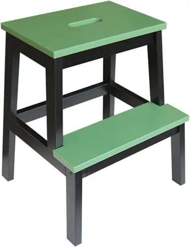 Vista 15 de QQXX Taburete de madera de 2 escalones para adultos, 400 libras, taburete portátil de cocina con mango ranurado, fácil de montar, taburetes de cama