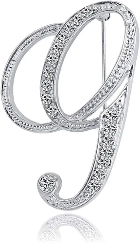 Vista 28 de ETHOON Broche de letras con inicial de diamantes de imitación para mujer, manualidades, plateado A-Z