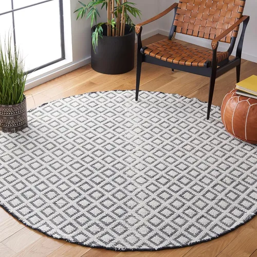 Vista 44 de SAFAVIEH Vermont Collection - Alfombra decorativa de 2 pies 3 pulgadas x 4 pies, marfil y negro, lana hecha a mano, ideal para zonas de alto tráfico