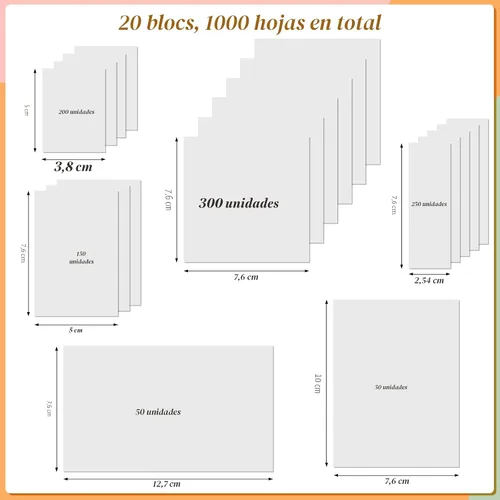 Vista 2 de [1000 unidades] Notas adhesivas transparentes, 6 tamaños de blocs de notas adhesivas transparentes, notas adhesivas translúcidas autoadhesivas