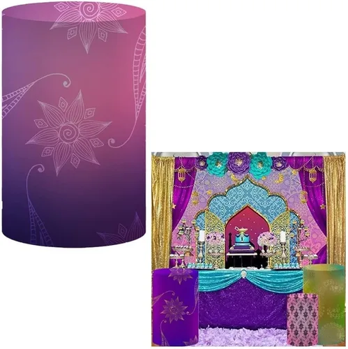 Vista 15 de NIVIUS PHOTO Cubierta cilíndrica de la India Bollywood para decoración de fiesta, elástica, elástica, elastano, pedestal NO-1399
