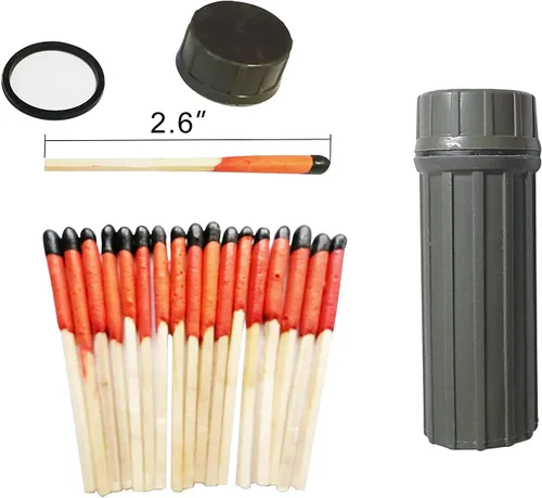 Vista 2 de Survival Kit with Windproof Waterproof Matches (2.6") – Fire Starter Kit with 2 Thermal Blankets, Wax Fire Rope, Wire Saw & 14-in-1 Tool – Bug Out