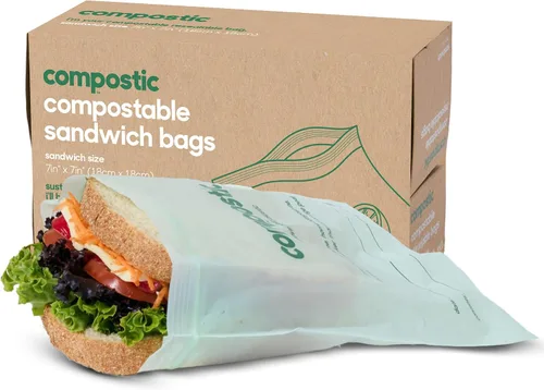 Vista 10 de Compostic Bolsas compostables de galón (60 unidades) Paquete de iniciación – Sellado con cremallera resellable, a base de plantas, compostables