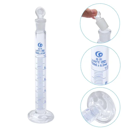 Vista 4 de PATIKIL Cilindro graduado de vidrio de borosilicato 3.3 de 0.3 fl oz con tapón, base hexagonal de alta transparencia, cilindro de medición