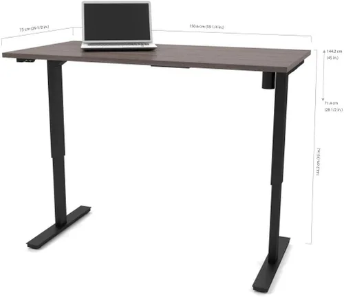 Vista 4 de Bestar Universel - Escritorio de pie, 30 x 60 pulgadas, gris ladrido gris(Bark Grey)