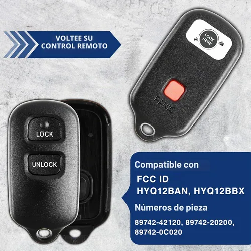 Vista 5 de KeylessOption Funda de Reemplazo para Llave Tipo Fob para 2000 2001 2002 2003 2004 2005 2006 2007 2008 Toyota Celica Echo Highlander Prius Rav4