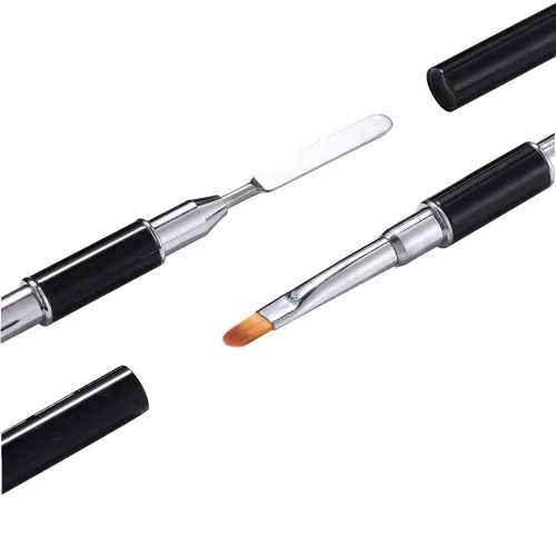 Vista 3 de Bertoo - Cepillo y recogedor de gel de uñas de poligel, herramienta de cepillo de uñas de gel de acero inoxidable de doble extremo para cepillos