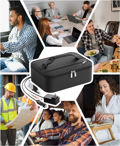 Vista 7 de Lonchera portátil para calentar alimentos - Fiambrera térmica para adultos - Bolsa térmica eléctrica con asa de hebilla, bolsas térmicas