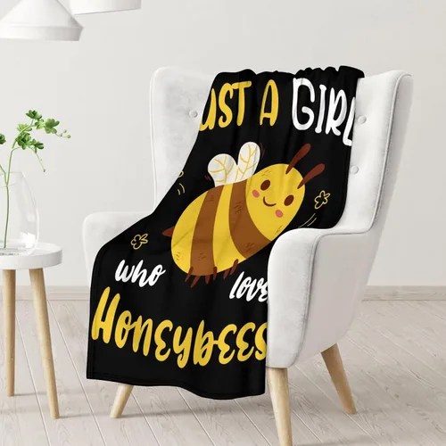 Vista 2 de Manta de abeja para niños, suave, mullida y acogedora, 30 x 40 pulgadas, manta de regazo para sofá, oficina, color negro, lindas mantas cálidas