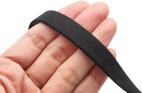 Vista 3 de CRAFTMEMORE Cinta al bies de doble pliegue de 1/2 pulgada, de lino y algodón, hecha en Japón, cinta de encuadernación para costura, dobladillo Negro