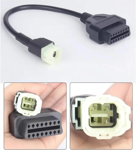 Vista 2 de Cable adaptador de 4 pines a OBD de 16 pines para motocicleta Hong-da