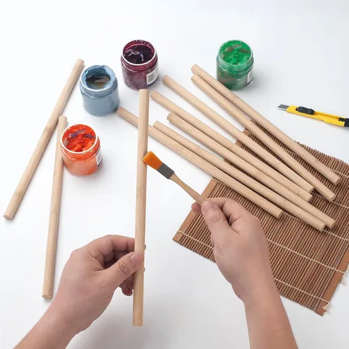 Vista 5 de Clavijas de madera para manualidades, 10 varillas de madera de 1/2 x 12 pulgadas, varillas de bambú redondas naturales para manualidades, tacos