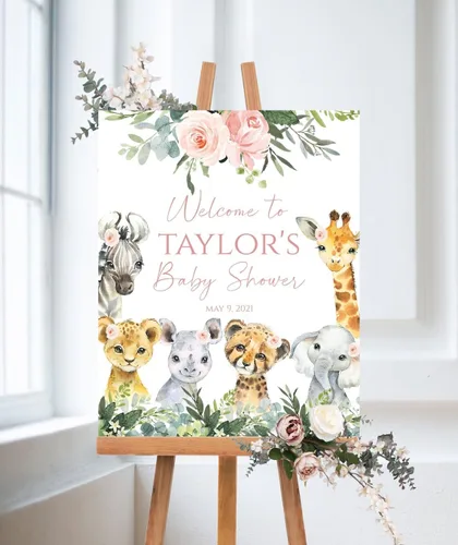 Vista 28 de Letreros de bienvenida personalizados para bebés, decoración de letrero de vegetación editable, plástico