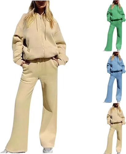 Vista 5 de Conjunto de 2 piezas de sudadera con capucha y pantalones con cremallera para mujer, sudadera con capucha Y2K, ropa de preparación Y2K, ropa estética