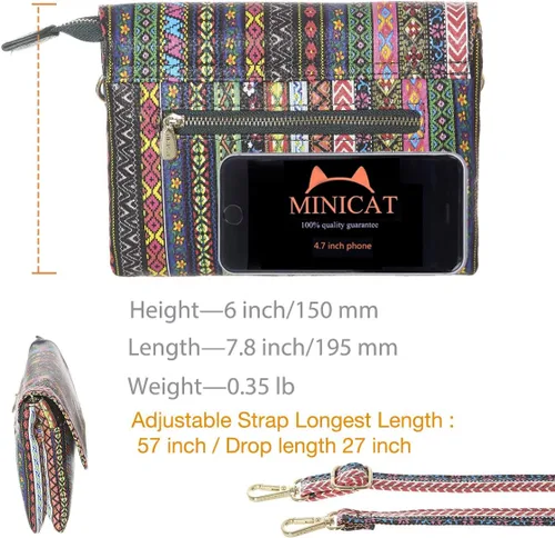 Vista 6 de MINICAT Bolsos cruzados pequeños con bolsillos espaciosos para teléfono celular, monederos para mujer