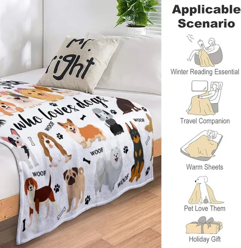 Vista 6 de Linda Manta para Perros de Cama Suave y Acogedora de Franela Manta Throw para Amantes de Perros Divertidos Regalos de Felpa de Mascota Cachorro