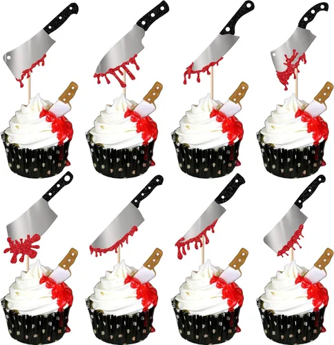 Vista 28 de Paquete de 24 adornos para cupcakes de Halloween con purpurina rosa, fantasma, pequeño abucheo, murciélago, bruja, gato, calabaza, magdalena