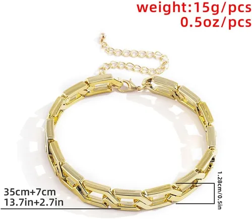 Vista 4 de Octwine Gargantilla gruesa, cadena de eslabones cubanos, collar de cadena punk, gargantilla brillante para fiesta de graduación, joyería
