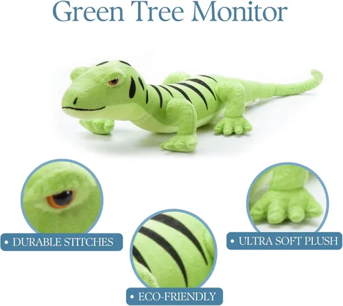 Vista 4 de The Petting Zoo Green Tree Monitor de peluche, regalos para niños, animales reptiles salvajes Onez, juguete de peluche de monitor de árbol verde, 22