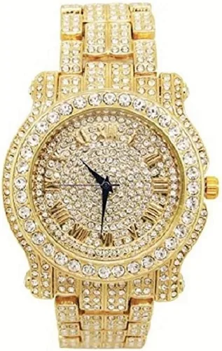 Vista 86 de Charles Raymond Bling-ed Out Ultimate Hip Hop Royalty Reloj para hombre con número romano de fácil lectura o indicadores de tiempo de diamantes
