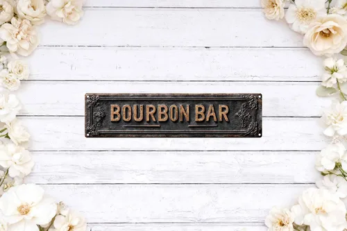 Vista 6 de Letrero de metal retro de lata estilo bourbon vintage, adecuado para barra de bourbon, multiusos para uso en interiores, placa de 4 x 16 pulgadas