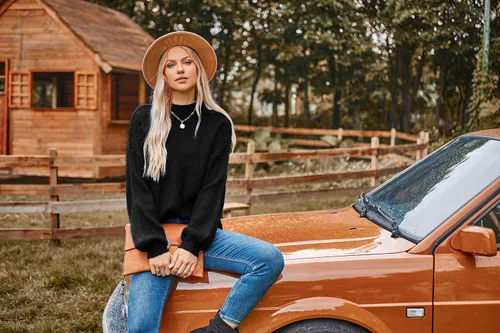 Vista 7 de GRACE KARIN Women's 2023 Fall Pullover Sweater Dropped Long Sleeve Mock Neck Casual Oversized Chunky Knit Cozy Jumper Tops