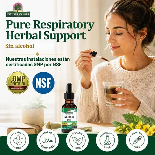 Vista 4 de Nature's Answer Suplemento de hierbas de hoja de gordolobo, 1 oz, sin OMG, sin gluten
