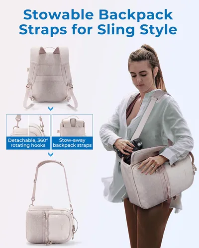Vista 2 de BAGSMART Mochila para cámara, DSLR SLR SLR - Bolsas para cámara pequeña para fotógrafos compatibles con Sony Canon Nikon, correa para el hombro