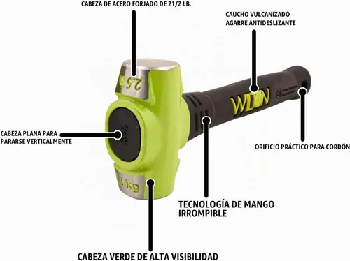 Vista 2 de Wilton B.A.S.H Martillo de trineo de 12 pulgadas, cabeza de 2.5 libras (20212)
