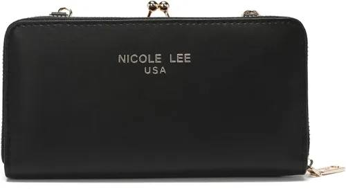 Vista 4 de Nicole Lee Billetera cruzada cruzada con estampado de moda de 2 piezas, cuero vegano, correa cruzada extraíble, Todas las emociones