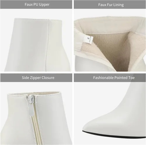 Vista 3 de DREAM PAIRS - Botines de tacón grueso para mujer, botas hasta el tobillo con punta puntiaguda