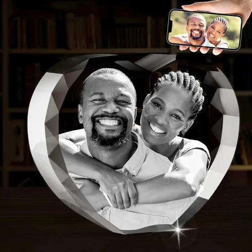 Vista 8 de Foto de cristal 3D, regalos únicos personalizados con tu propia foto para él/ella, mamá, papá, mujeres, hombres, imagen grabada con láser 3D, imagen