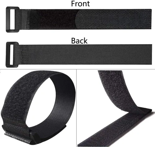 Vista 3 de 25 correas de cable de sujeción reutilizables negras, correas de amarre de cable de gancho y bucle de 1 x 8 pulgadas