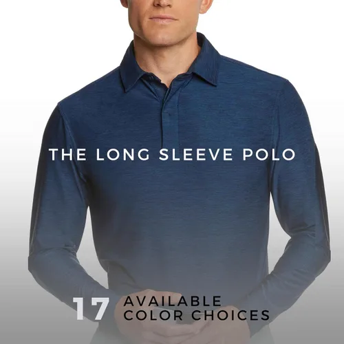 Vista 7 de Camisa de golf de manga larga Dry Fit para hombre, polo de secado rápido, UPF 30, tejido elástico
