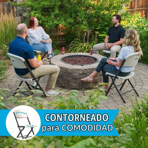 Vista 5 de LIFETIME Sillas plegables, silla plegable resistente contorneada para mayor comodidad, paquete de 4
