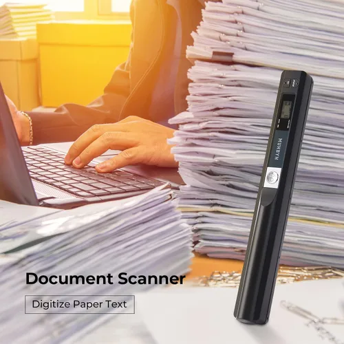 Vista 8 de Escáner portátil MUNBYN, escáner de fotos para documentos A4, imágenes, páginas y textos en 900 DPI, escaneo plano, incluye tarjeta SD de 16G