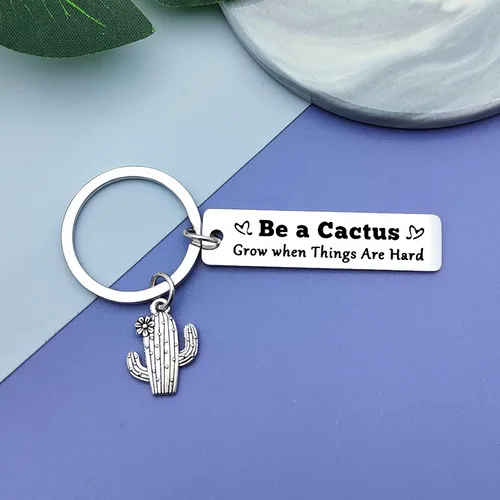Vista 2 de Regalo de cactus divertido llavero inspirador de cactus para mujeres y hombres, regalo para amantes de los cactus, joyería motivacional para hijo