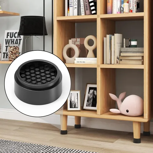 Vista 4 de Ezprotekt Elevadores de muebles redondos ajustables de 1 pulgada, elevadores apilables para muebles que crean una altura adicional de 1, 2 o 3