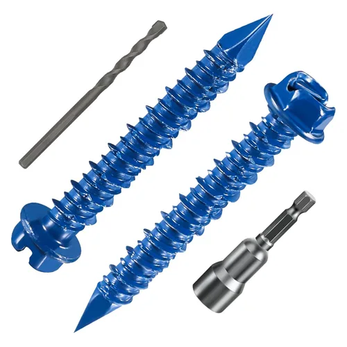 Vista 6 de Wensilon (30 piezas) 1/4 "* 1-1/4" cabeza hexagonal ranurada anclaje tornillo de hormigón cabeza hexagonal azul, utilizado para anclar mampostería