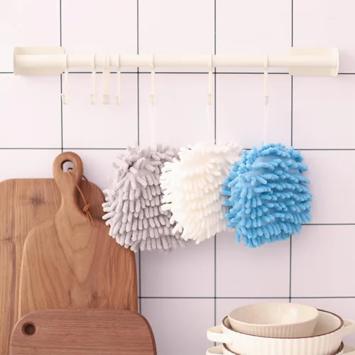 Vista 4 de Paquete de 6 toallas de mano colgantes de felpilla suave, de secado rápido, ultra absorbentes con bucle, bonitas toallas decorativas para cocina